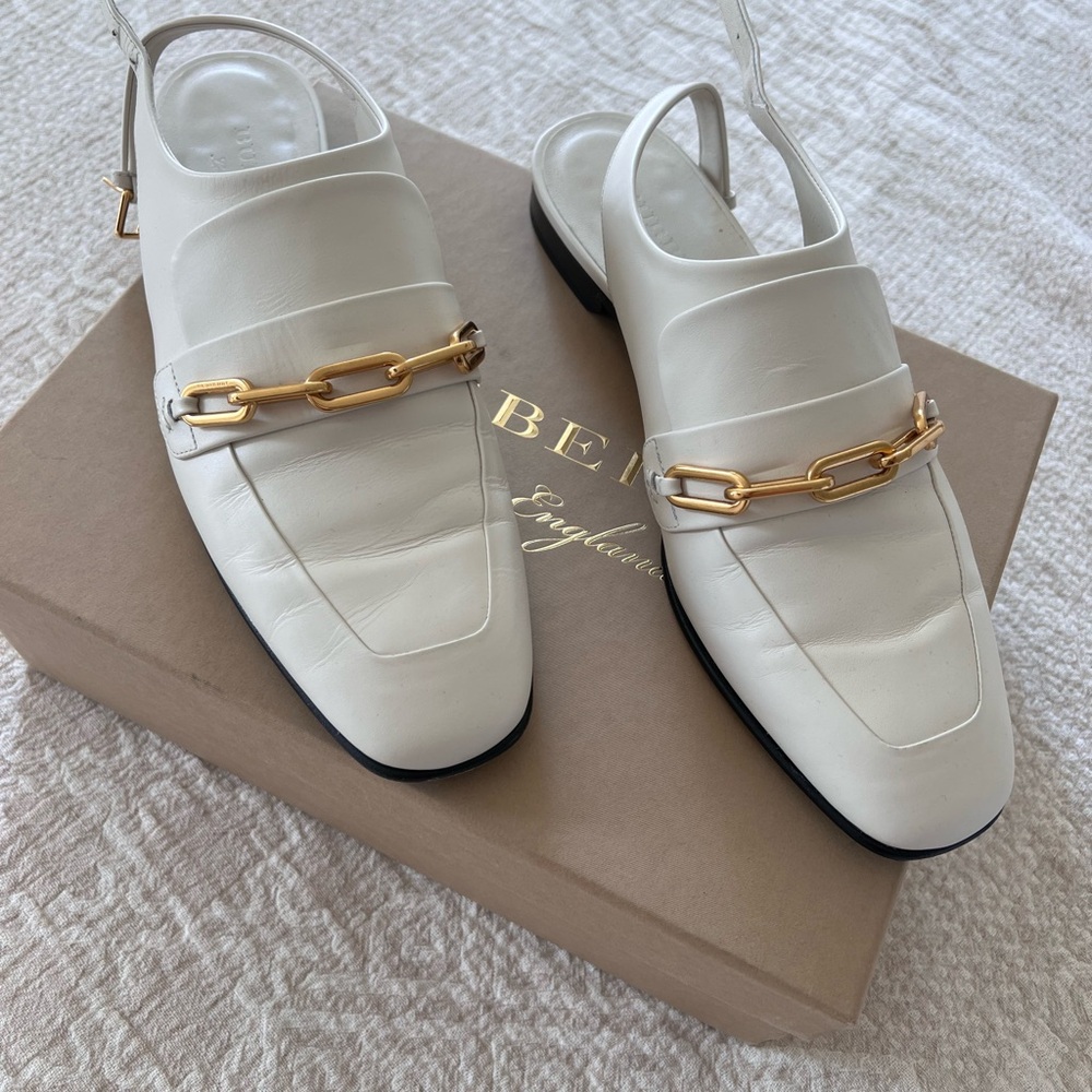 Burberry Flat Sling Back Loafers White